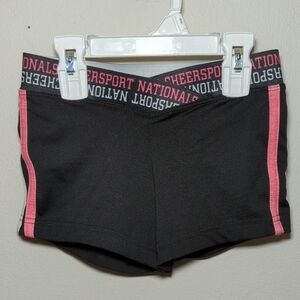 Varsity Spirit National Cheersport Black Cheer Shorts with Side Stripes Girls S
